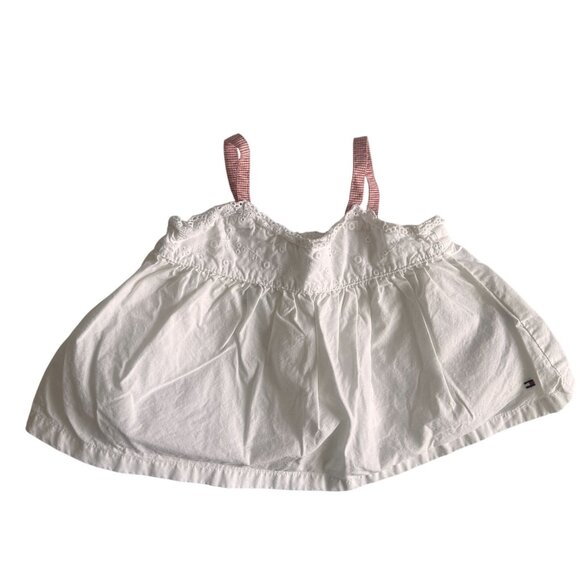 Tommy Hilfiger Baby Girl's White Eyelet Blouse With Pink Straps Back 0-3 Months - Picture 1 of 6